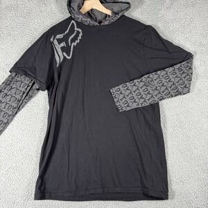 Fox Racing Lightweight Hoodie Shirt Men Large Black  Athletic Pullover Casual